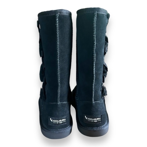 NEW Ugg Koolaburra Victoria Tall Black Bow Winter Boots Kids 2 - Picture 4 of 6